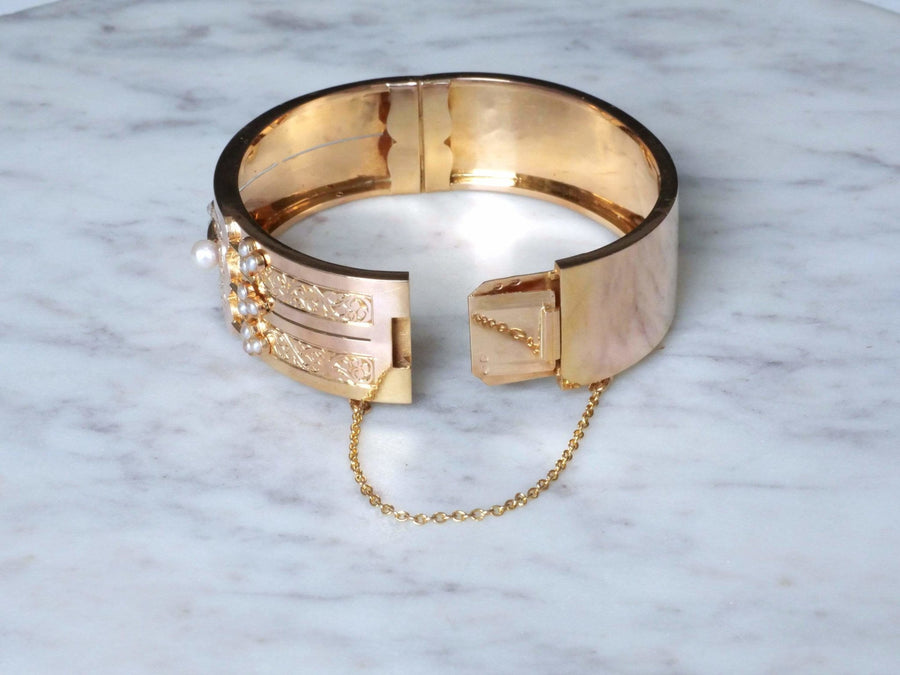 Pink gold and pearl cufflink - Galerie Pénélope