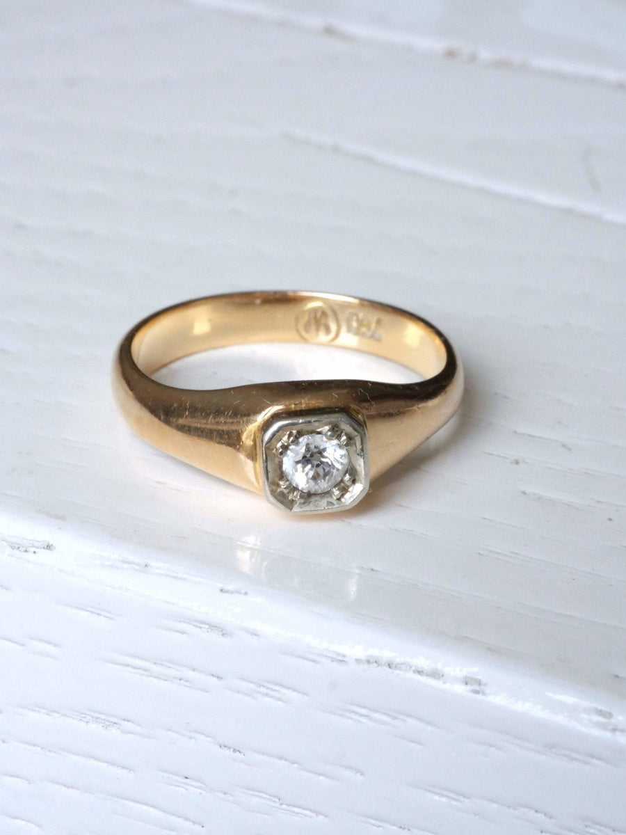 Vintage two gold and diamond band - Penelope Gallery