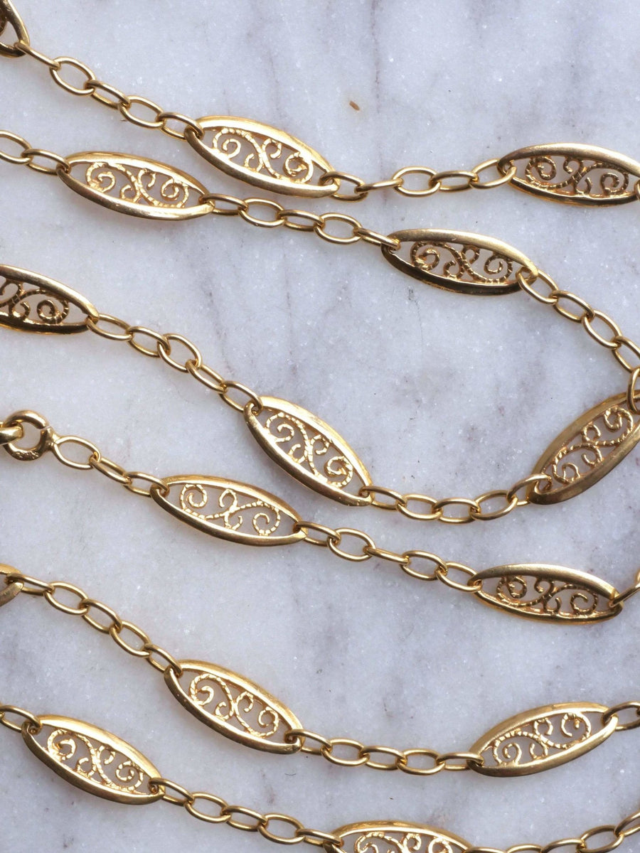 Long antique filigree chain - Penelope Gallery