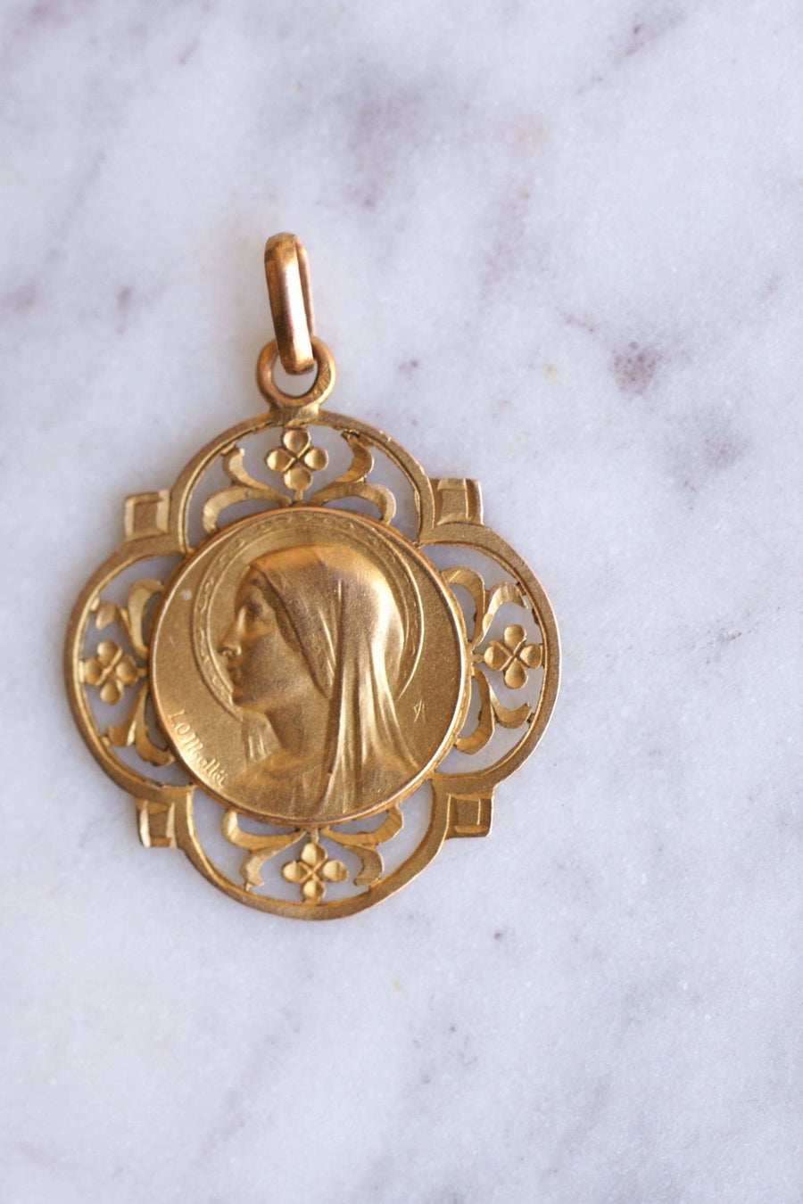Antique gold Virgin Mary medal - Penelope Gallery