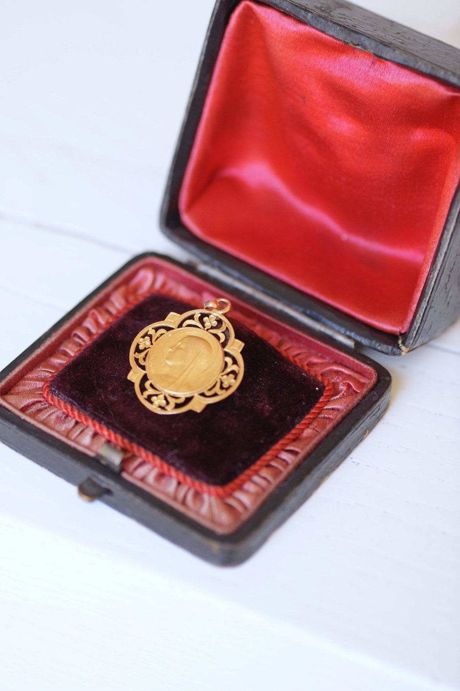 Antique gold Virgin Mary medal - Penelope Gallery