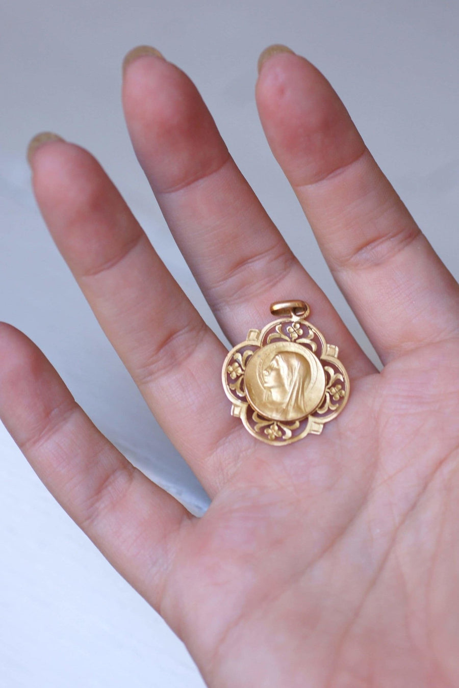 Antique gold Virgin Mary medal - Penelope Gallery