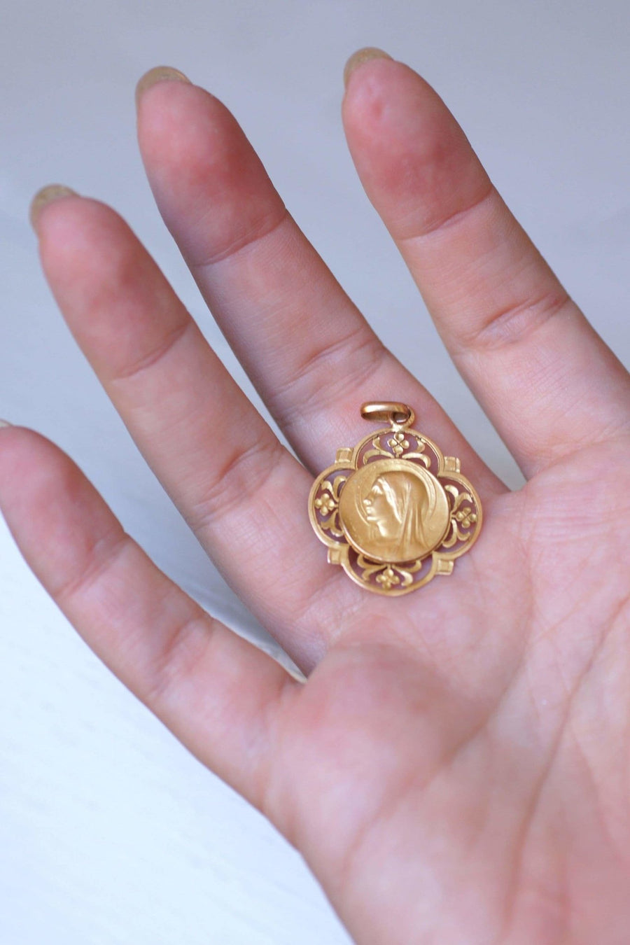 Antique gold Virgin Mary medal - Penelope Gallery