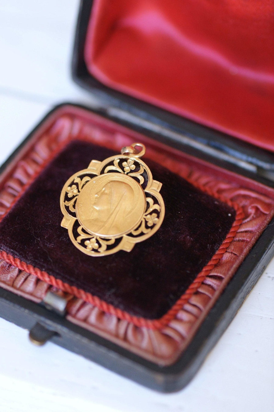 Antique gold Virgin Mary medal - Penelope Gallery