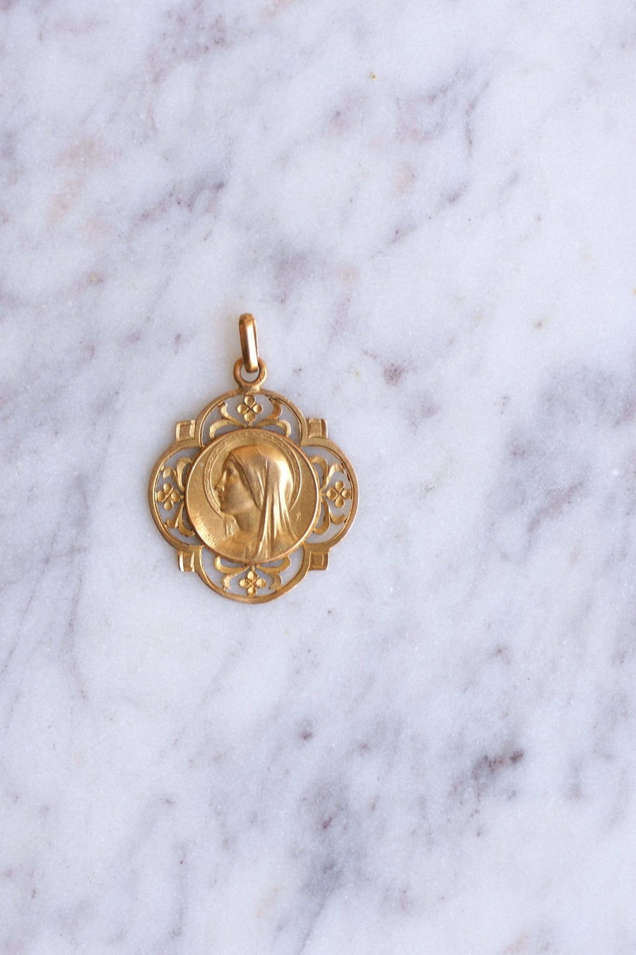 Antique gold Virgin Mary medal - Penelope Gallery