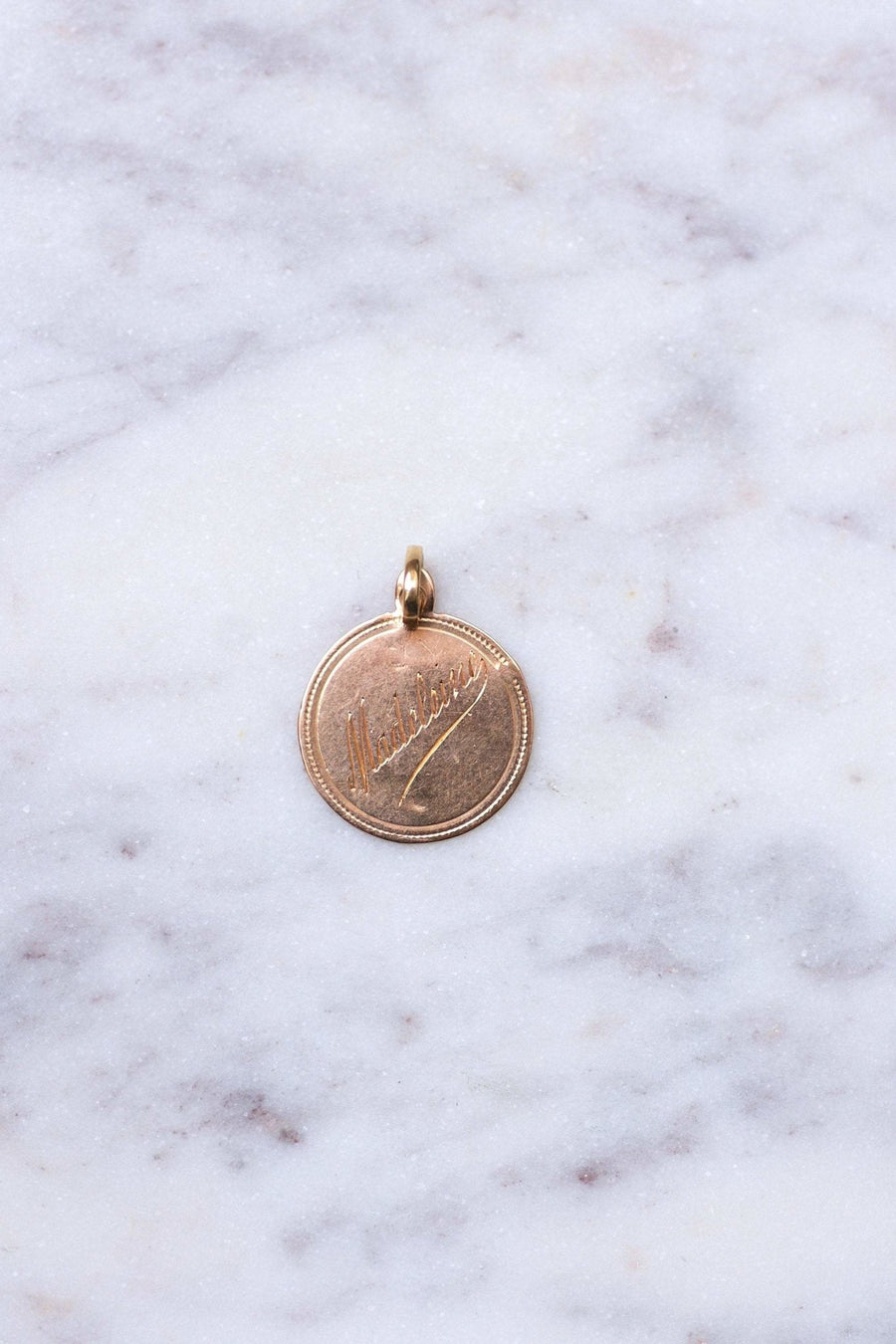 Antique Virgin Mary medal in pink gold - Penelope Gallery