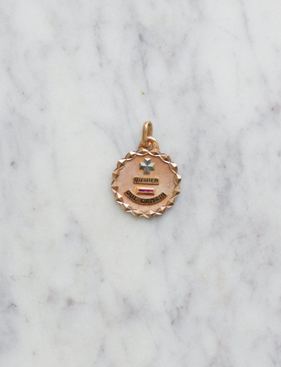 Vintage A.AUGIS love medal in pink gold - Penelope Gallery