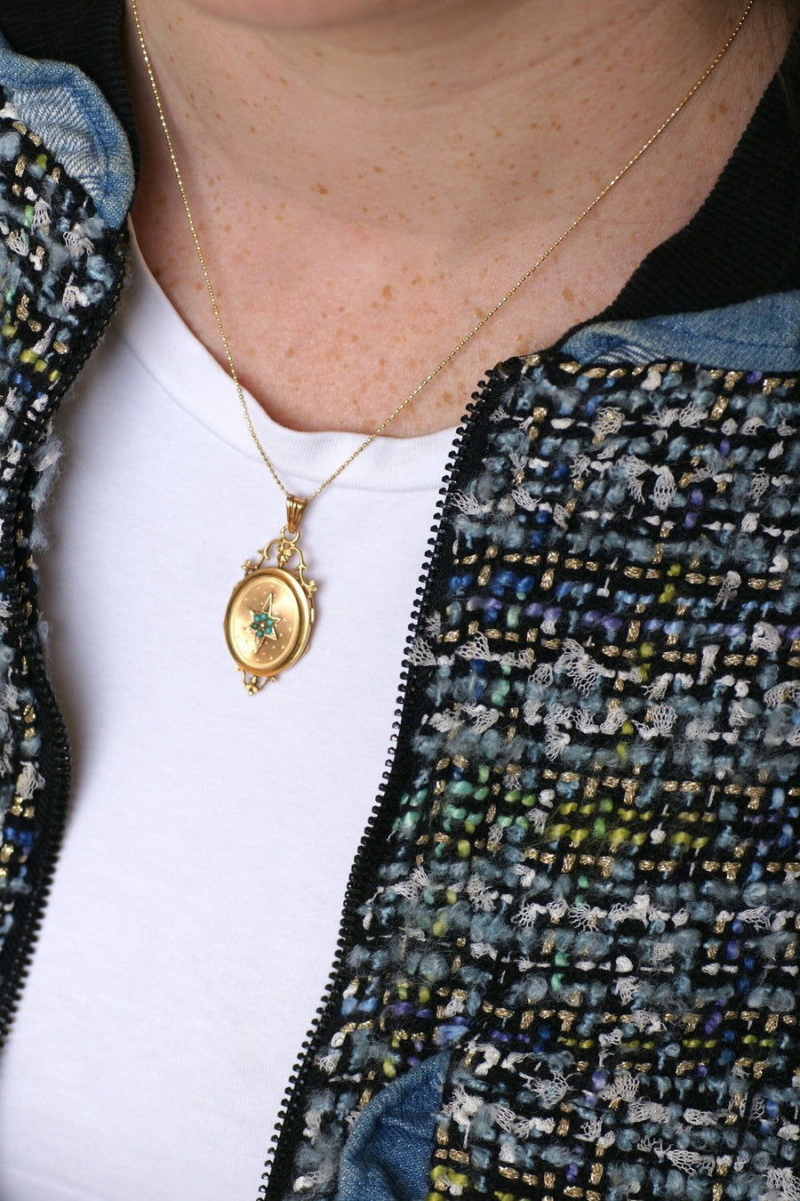 Rose gold and turquoise star medallion - Penelope Gallery