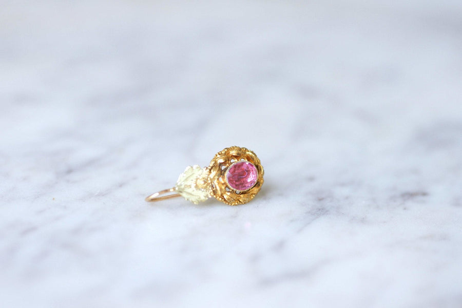 Mono antique gold and pink stone earring - Galerie Pénélope