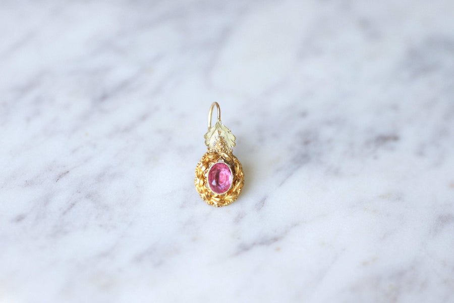 Mono antique gold and pink stone earring - Galerie Pénélope