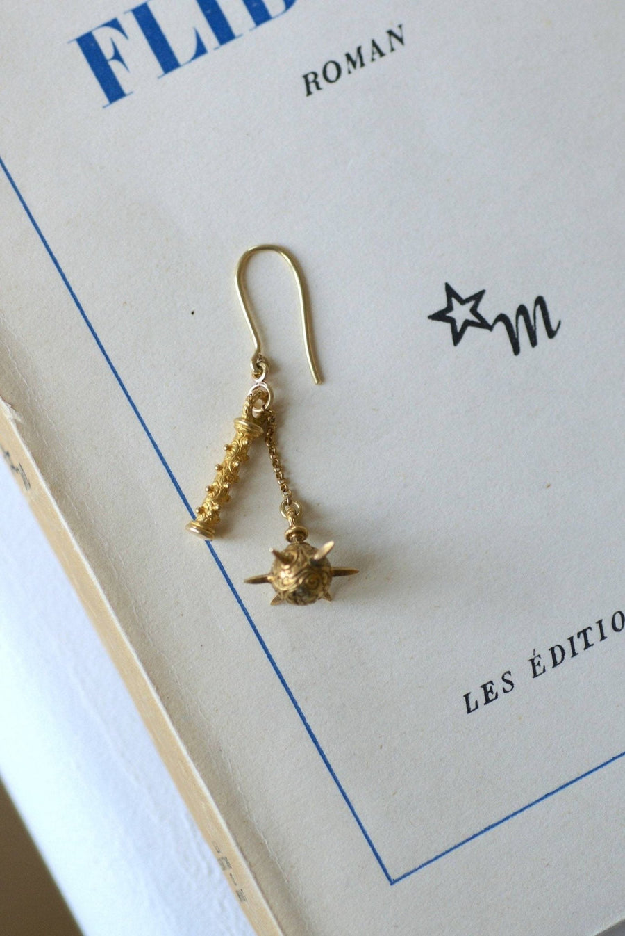Medieval gold flail earrings - Penelope Gallery