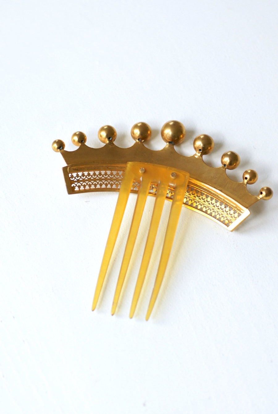 Antique hair comb with gold tiara, Victorian - Penelope Gallery