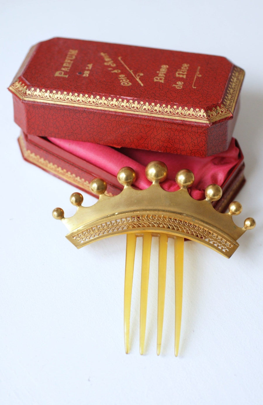 Antique hair comb with gold tiara, Victorian - Penelope Gallery