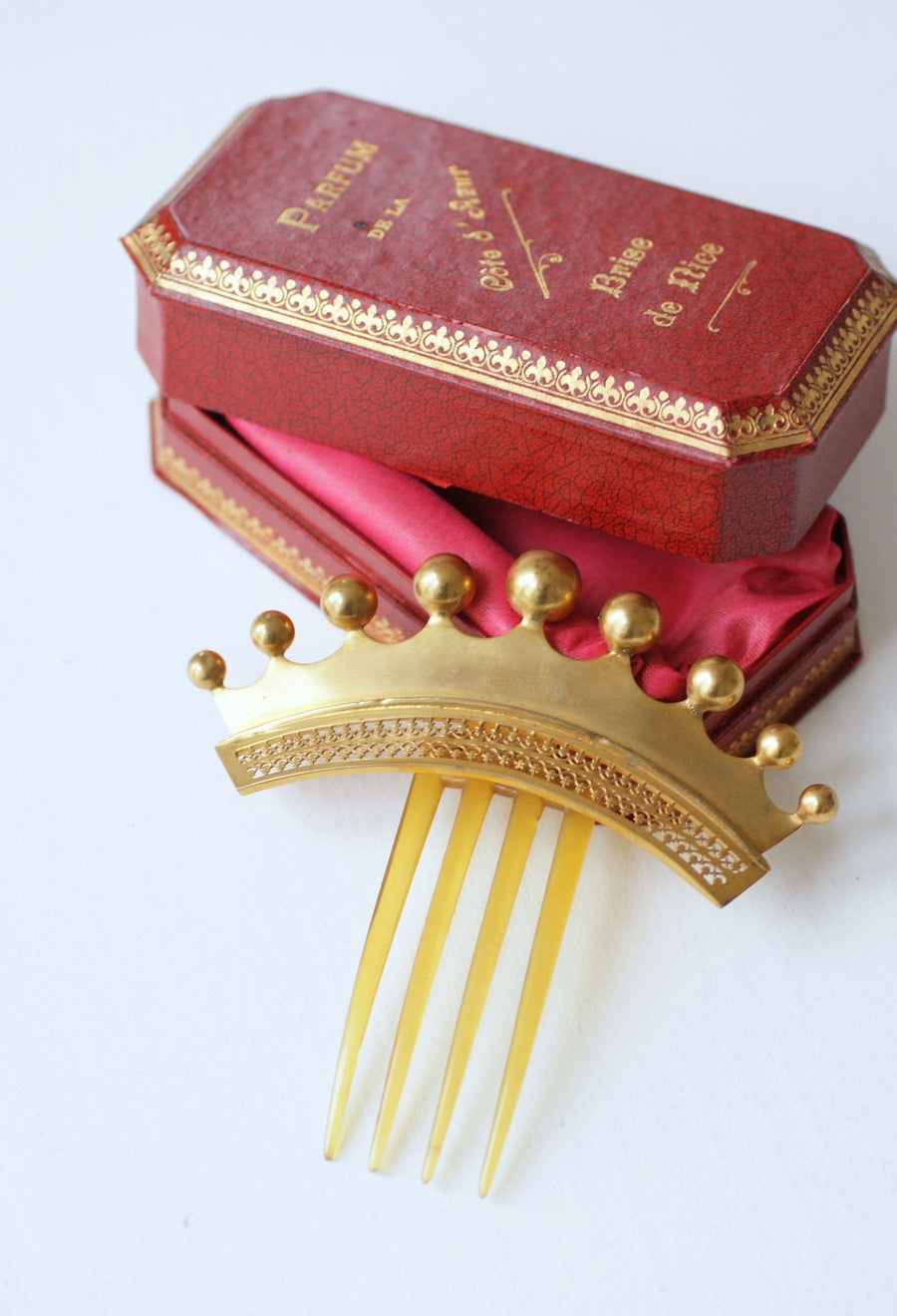 Antique hair comb with gold tiara, Victorian - Penelope Gallery