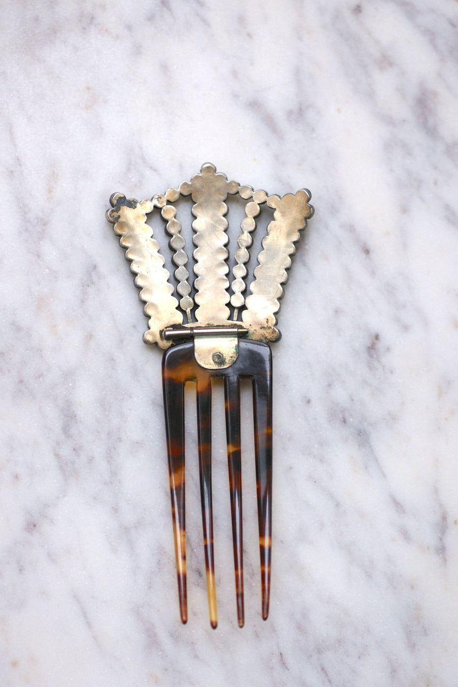 Antique comb, wedding hairpin, rhinestones and tortoise shell - Galerie Pénélope