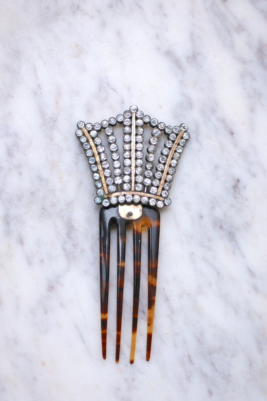 Antique comb, wedding hairpin, rhinestones and tortoise shell - Galerie Pénélope