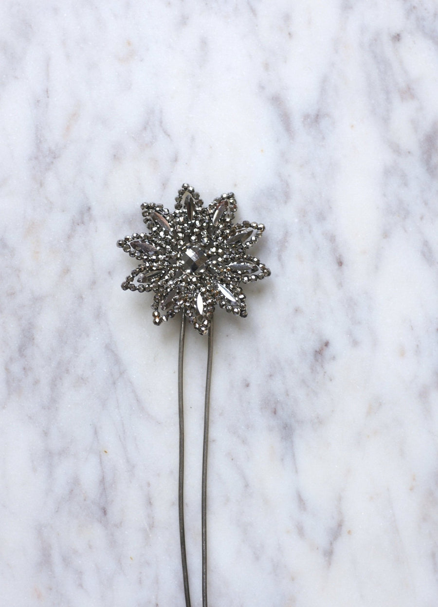 Antique steel tip flower comb - Penelope Gallery
