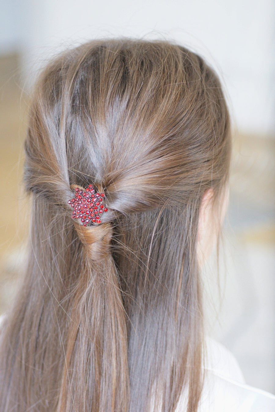 Antique comb with garnet and gold plated flowers - Penelope Gallery