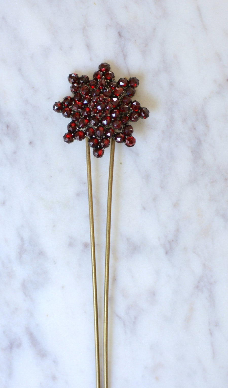 Antique comb with garnet and gold plated flowers - Penelope Gallery