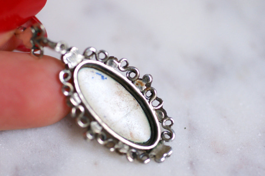 Antique gold and silver pendant decorated with a miniature on porcelain - Galerie Pénélope