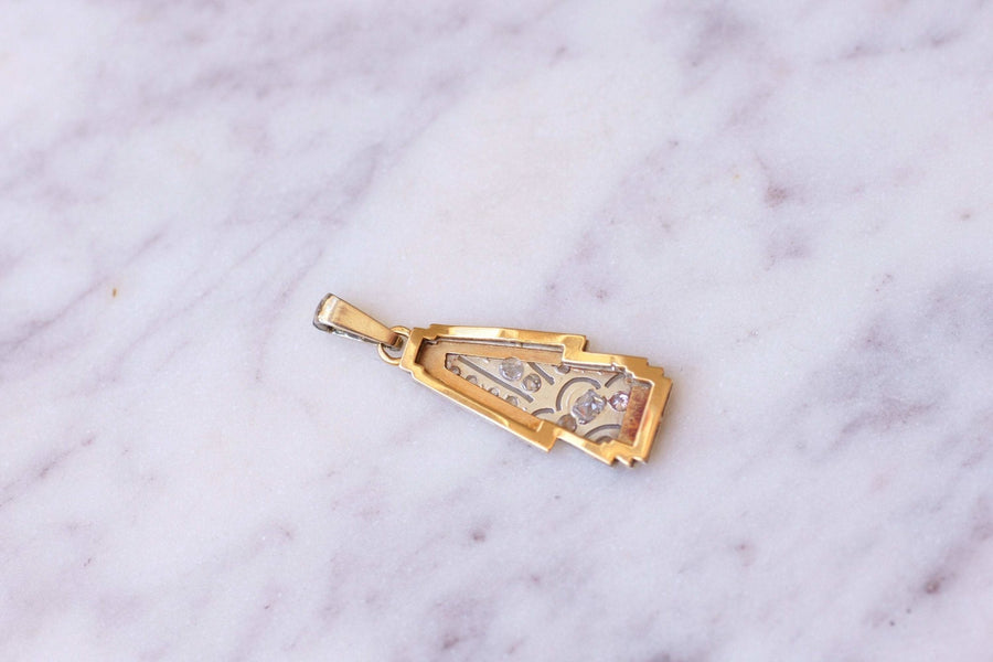 Art Deco two gold and diamonds pendant - Galerie Pénélope