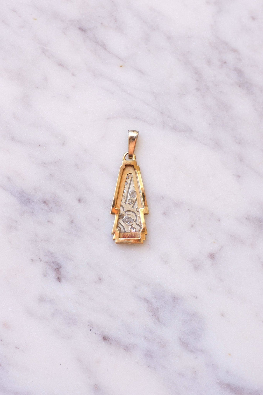 Art Deco two gold and diamonds pendant - Galerie Pénélope