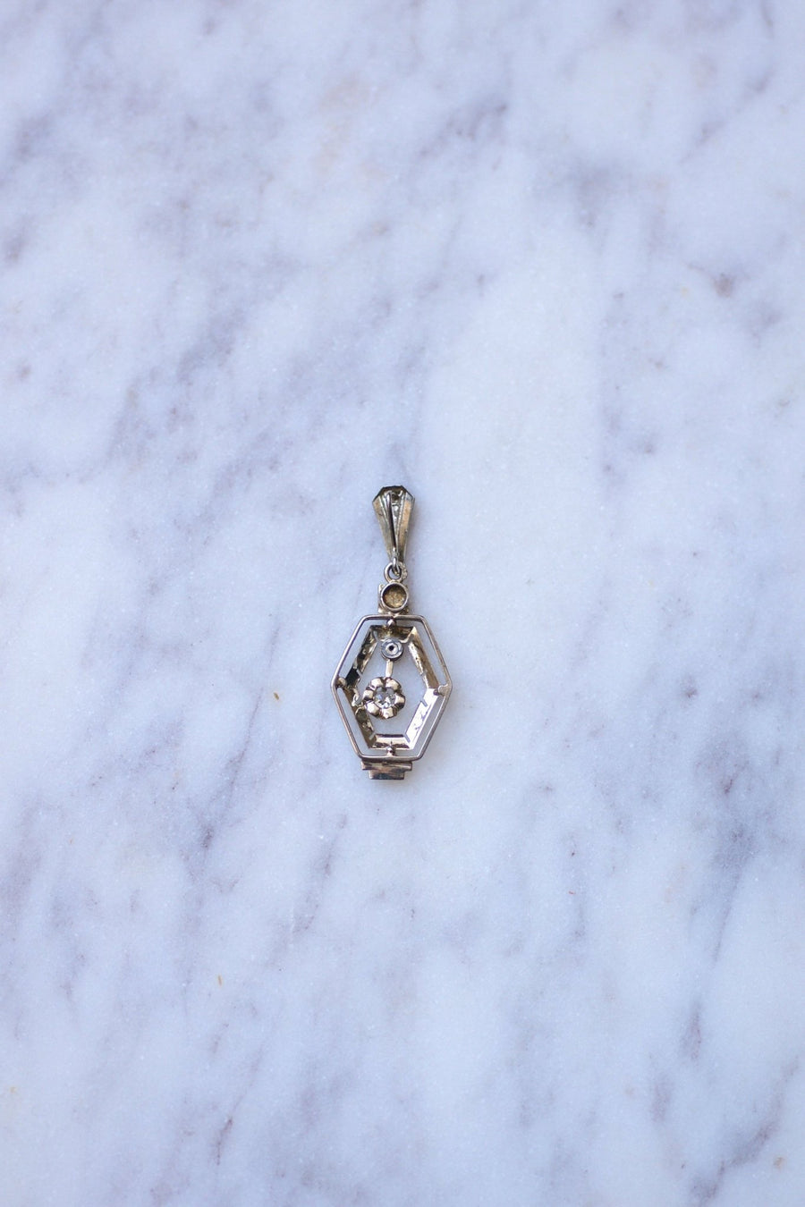 Art Deco gold, platinum and diamonds pendant - Galerie Pénélope