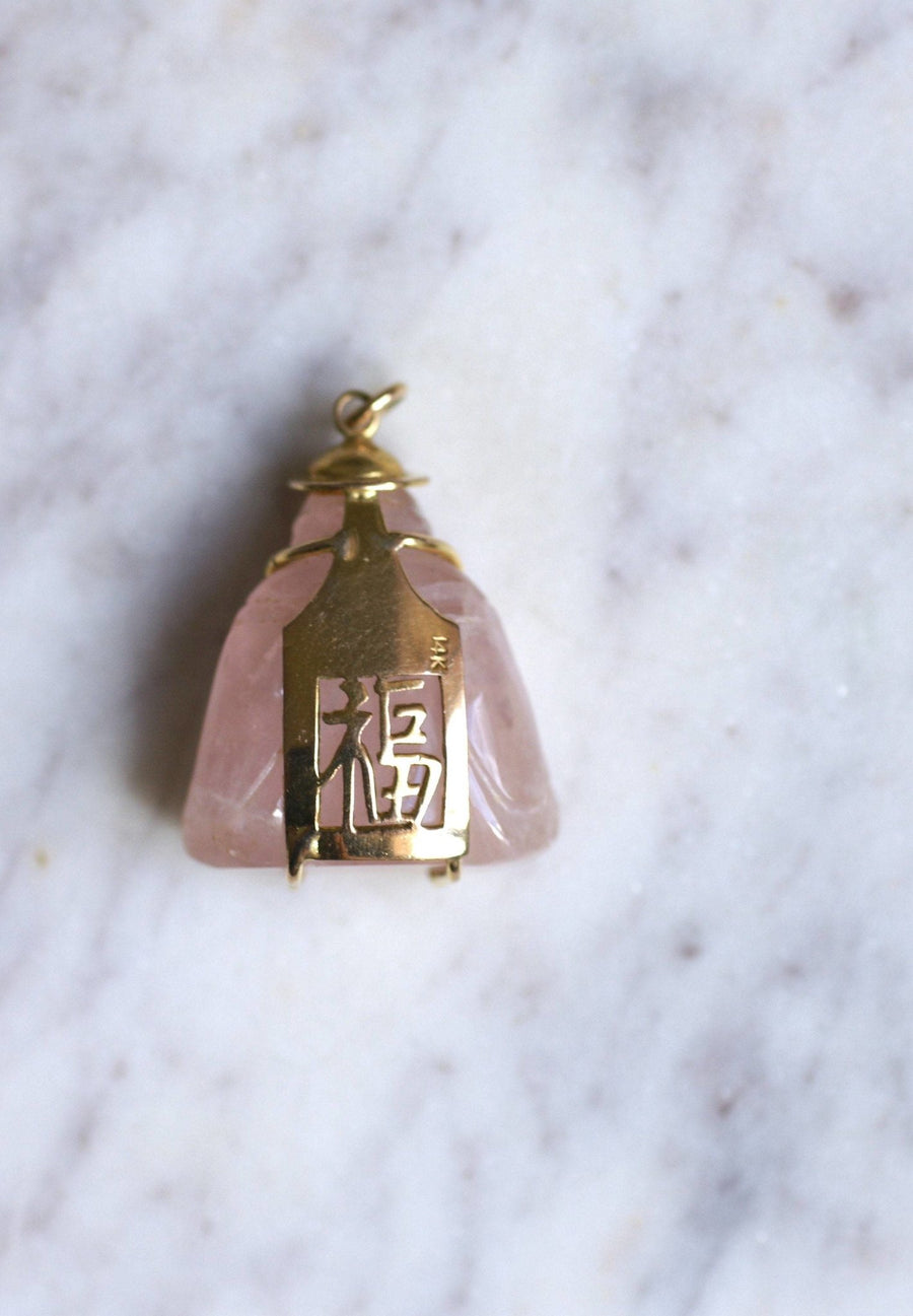 Buddha rose quartz pendant - Penelope Gallery