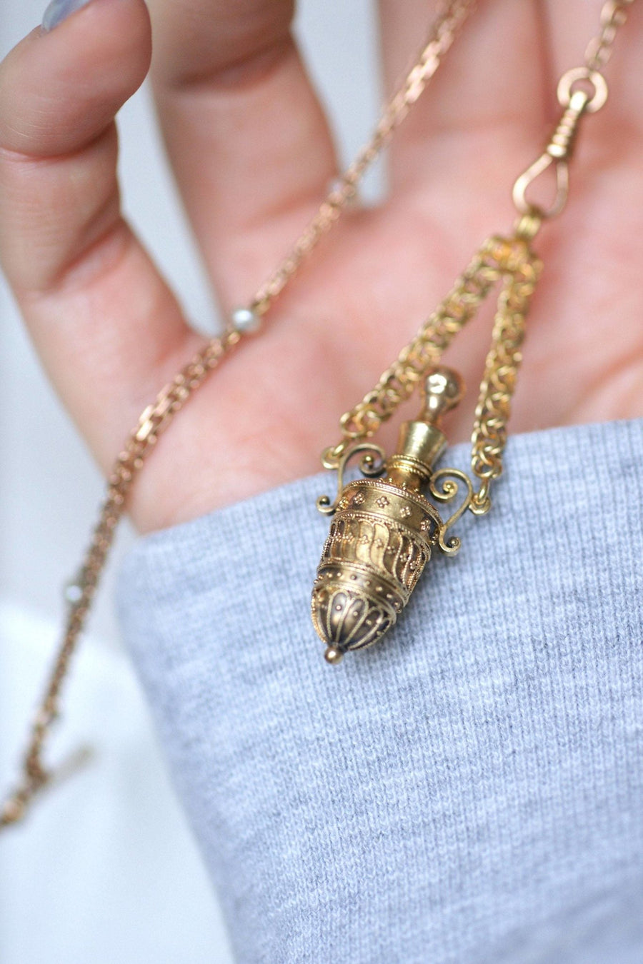 Gold amphora salt bottle pendant - Penelope Gallery