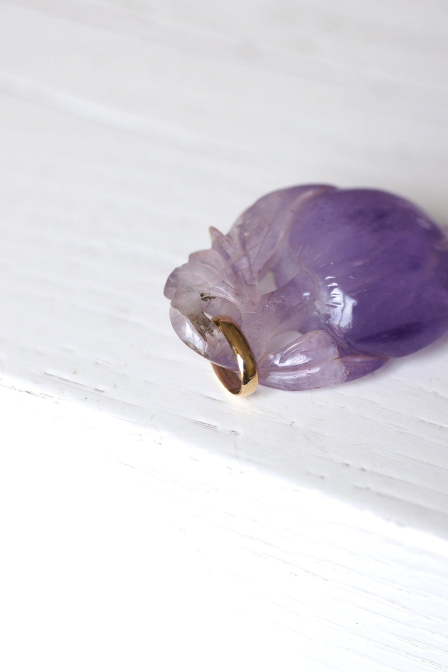 Carved amethyst and gold fruit pendant - Penelope Gallery