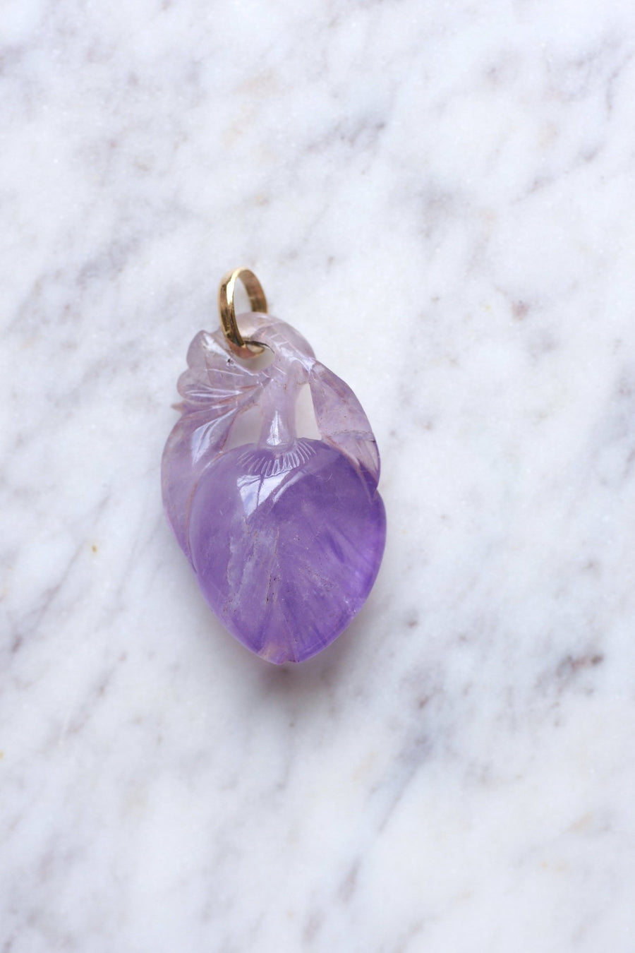 Carved amethyst and gold fruit pendant - Penelope Gallery