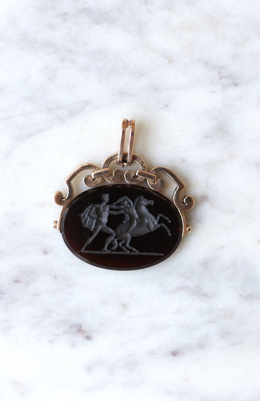 Swivel intaglio sardony pendant - Penelope Gallery