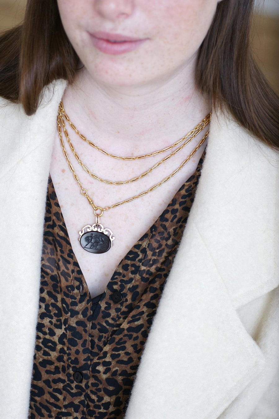 Swivel intaglio sardony pendant - Penelope Gallery