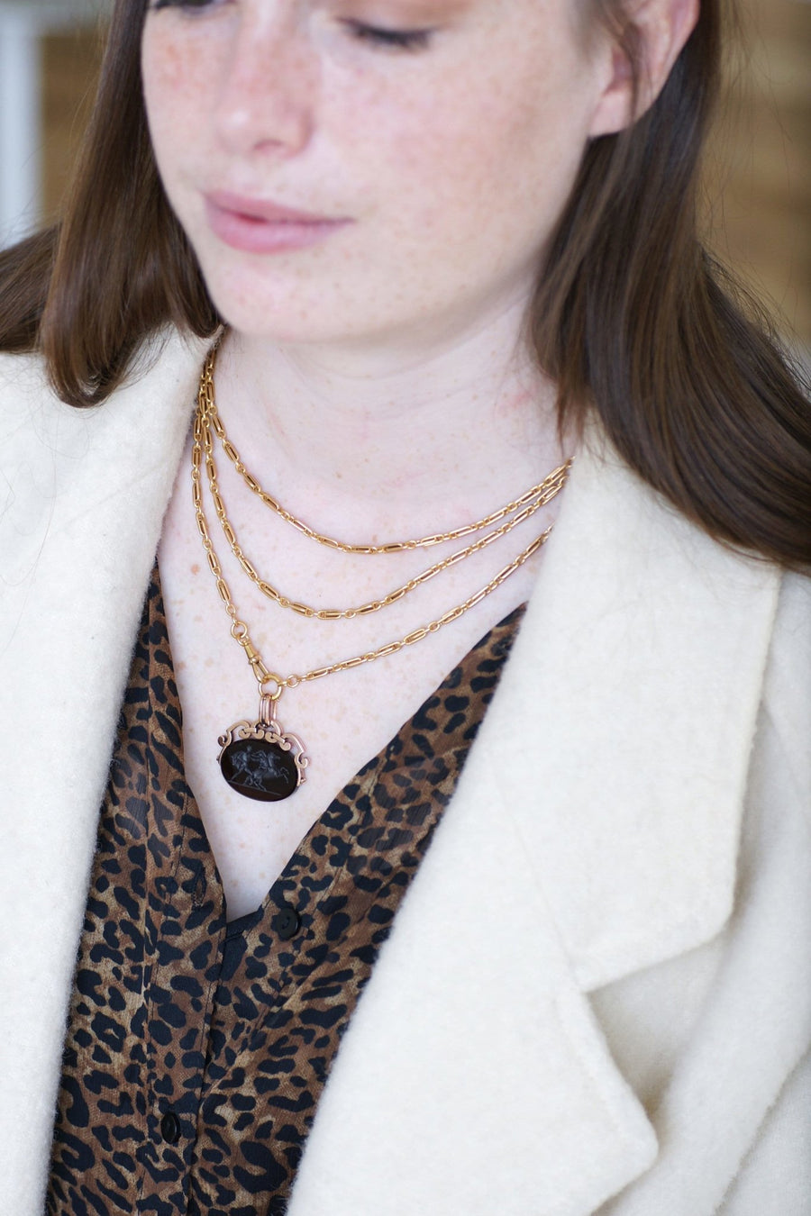 Swivel intaglio sardony pendant - Penelope Gallery