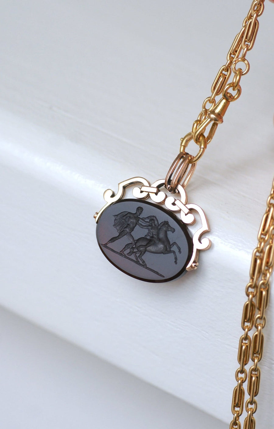 Swivel intaglio sardony pendant - Penelope Gallery