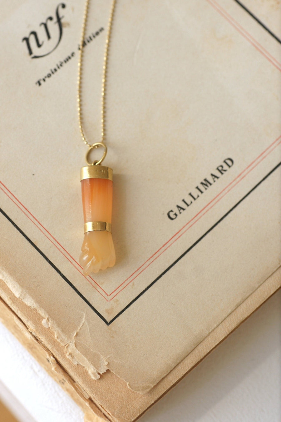 Figa's Hand Carnelian and Gold Pendant - Penelope Gallery