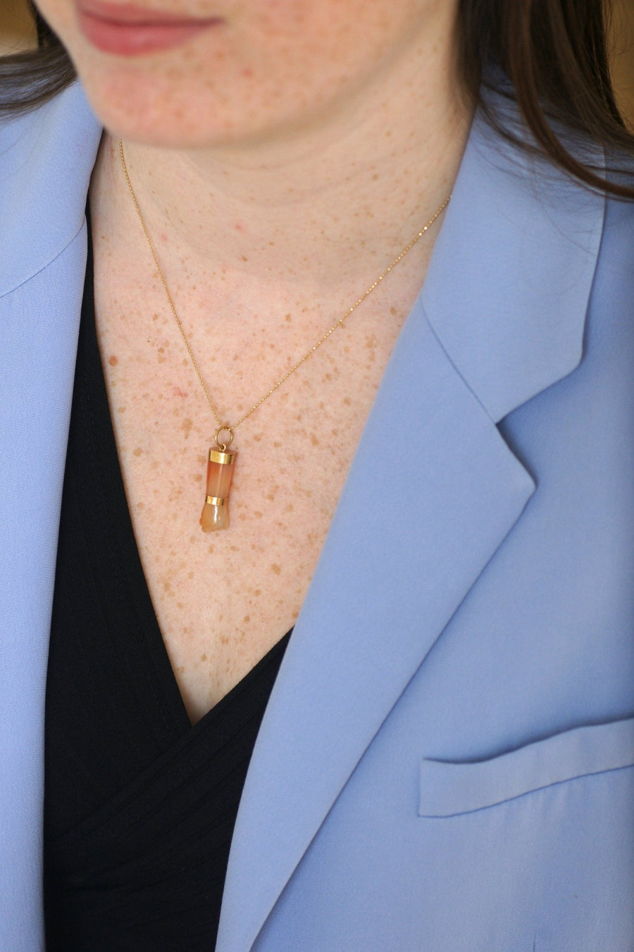 Figa's Hand Carnelian and Gold Pendant - Penelope Gallery