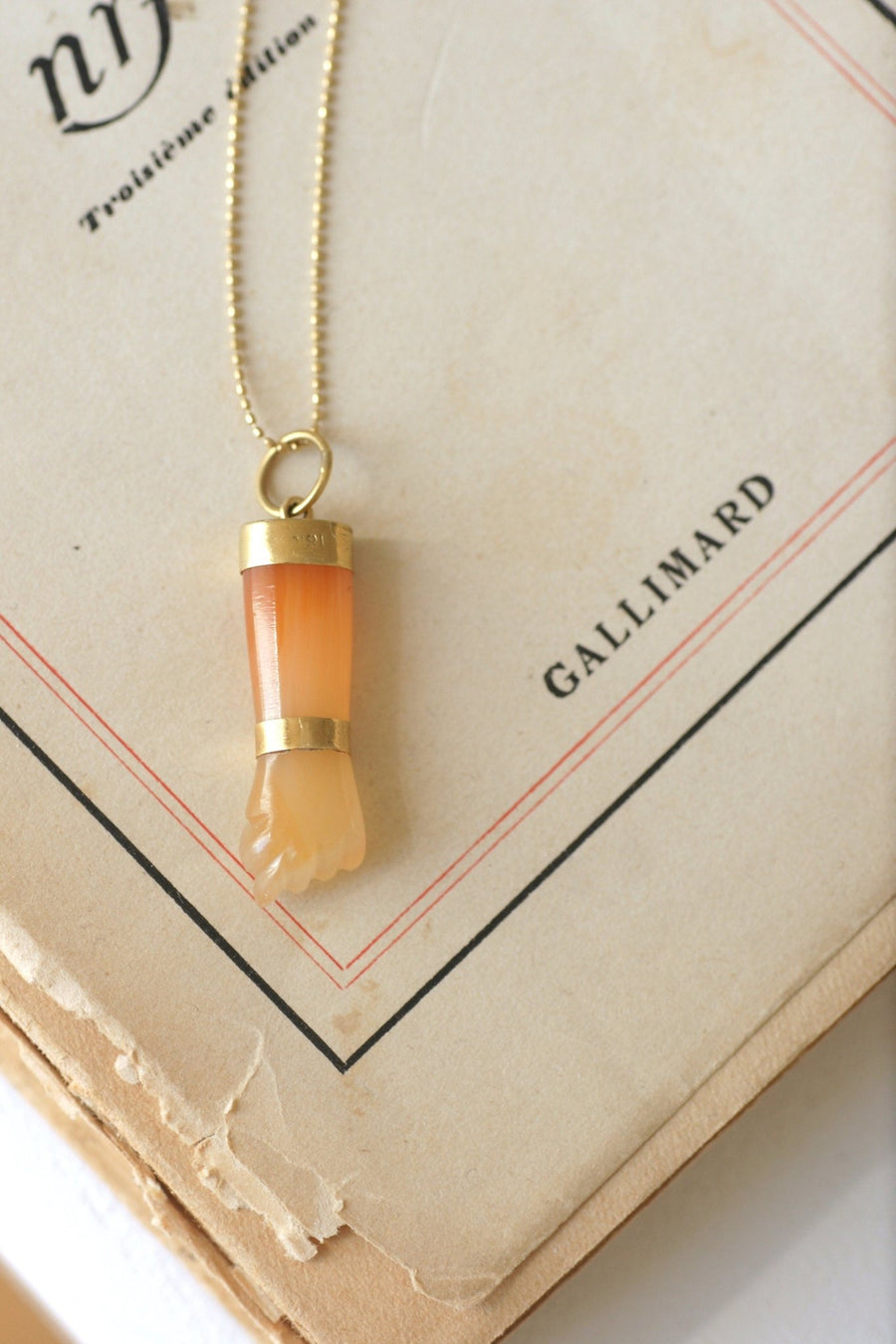 Figa's Hand Carnelian and Gold Pendant - Penelope Gallery