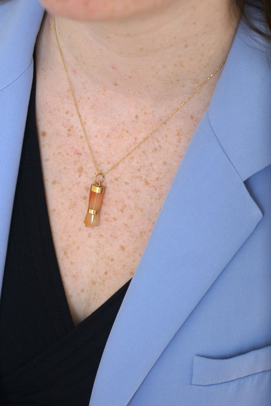 Figa's Hand Carnelian and Gold Pendant - Penelope Gallery