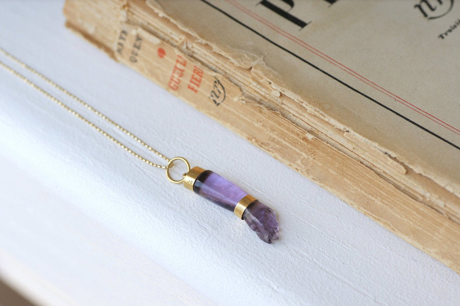 Figa Hand Pendant Amethyst on Gold - Penelope Gallery