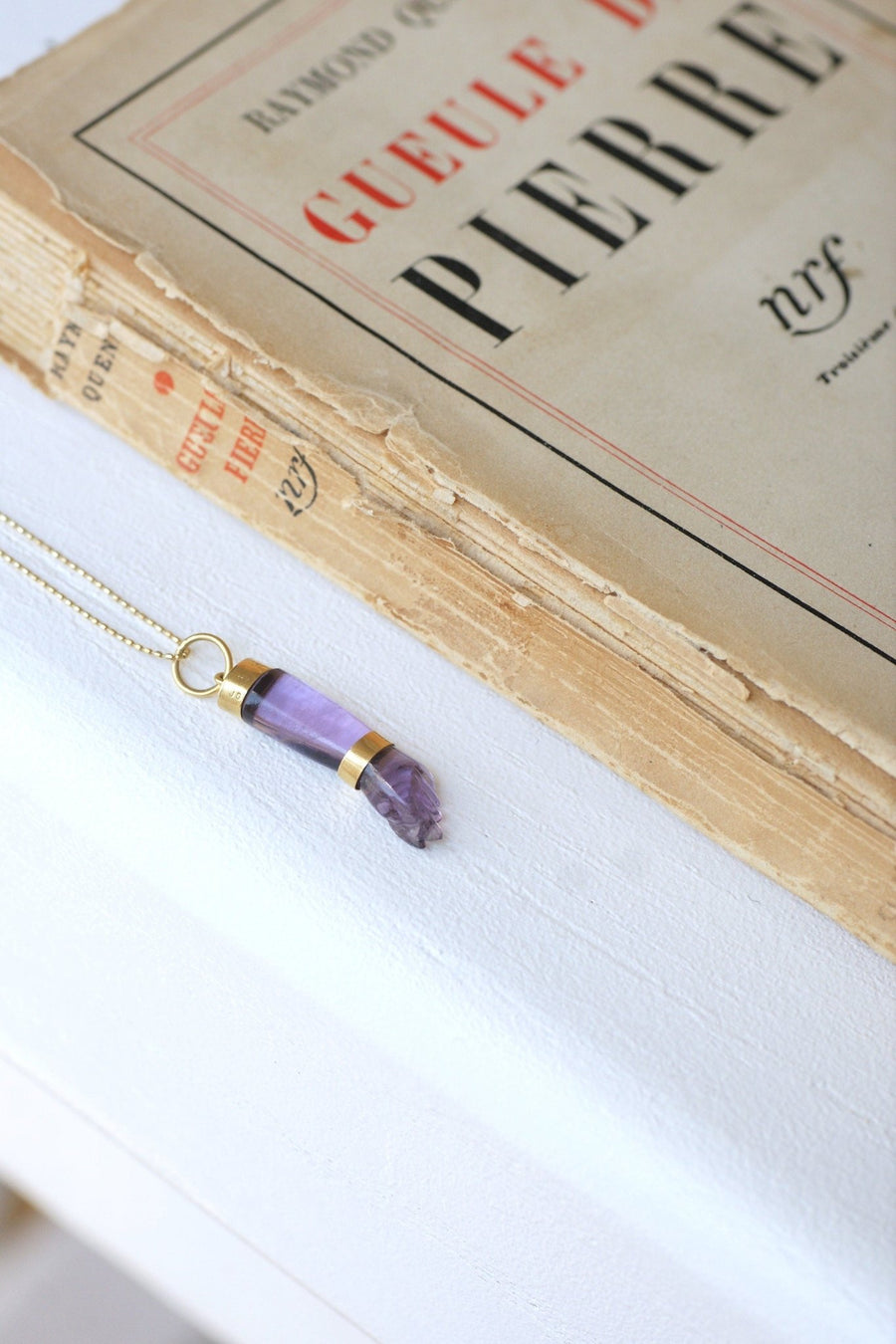 Figa Hand Pendant Amethyst on Gold - Penelope Gallery