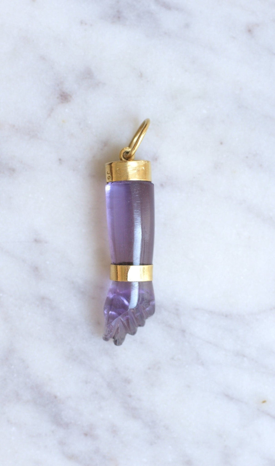 Figa Hand Pendant Amethyst on Gold - Penelope Gallery