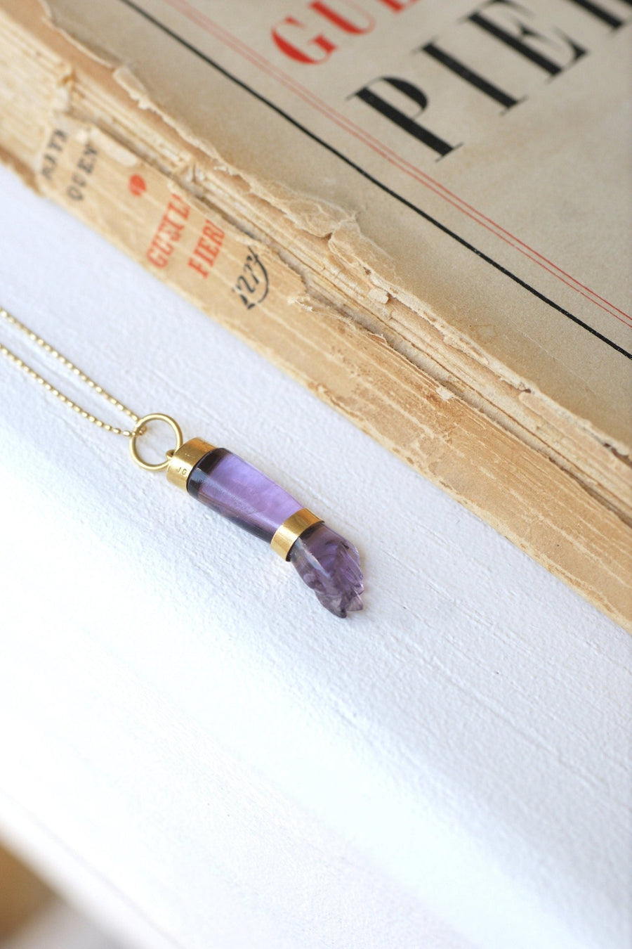 Figa Hand Pendant Amethyst on Gold - Penelope Gallery