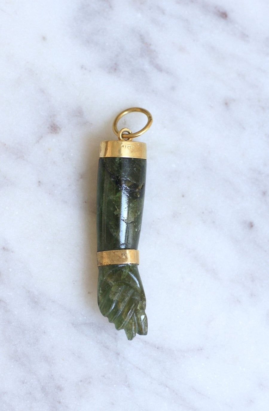 Figa gold and green tourmaline hand pendant - Penelope Gallery