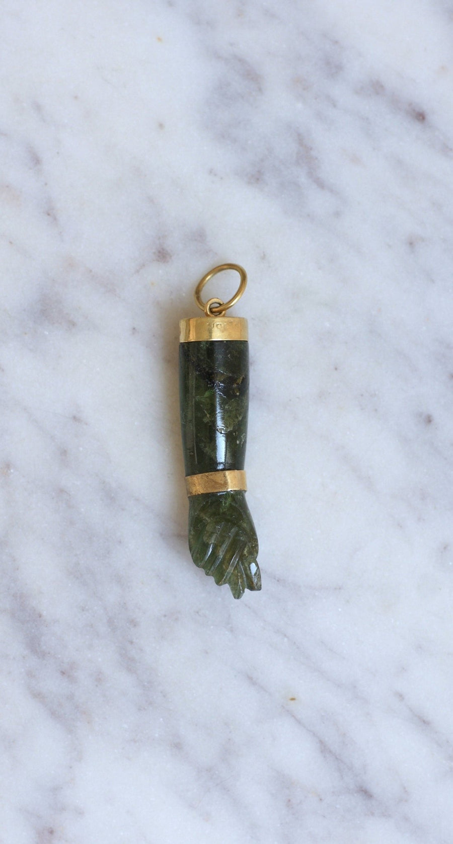Figa gold and green tourmaline hand pendant - Penelope Gallery