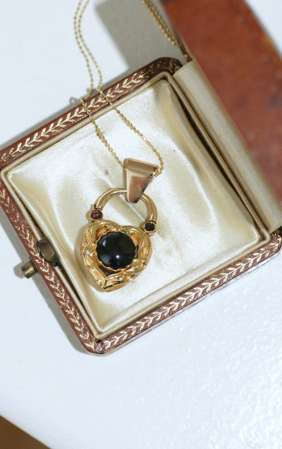 Gold and garnet heart locket pendant - Penelope Gallery