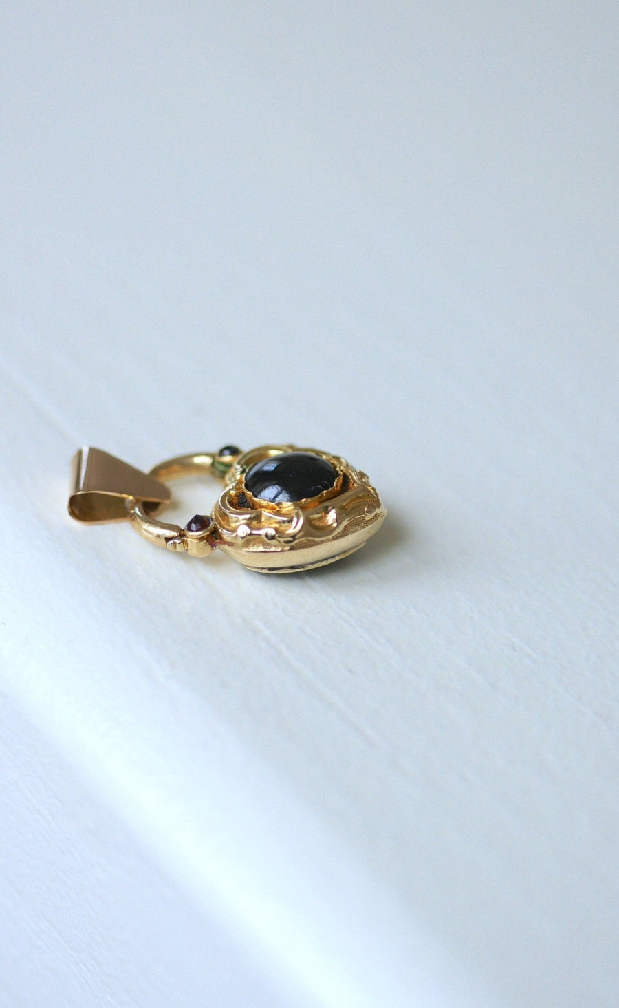 Gold and garnet heart locket pendant - Penelope Gallery