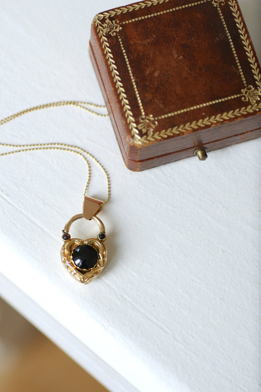 Gold and garnet heart locket pendant - Penelope Gallery