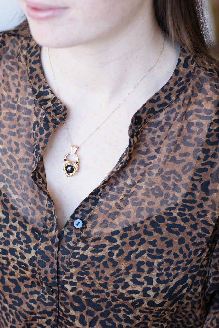 Gold and garnet heart locket pendant - Penelope Gallery