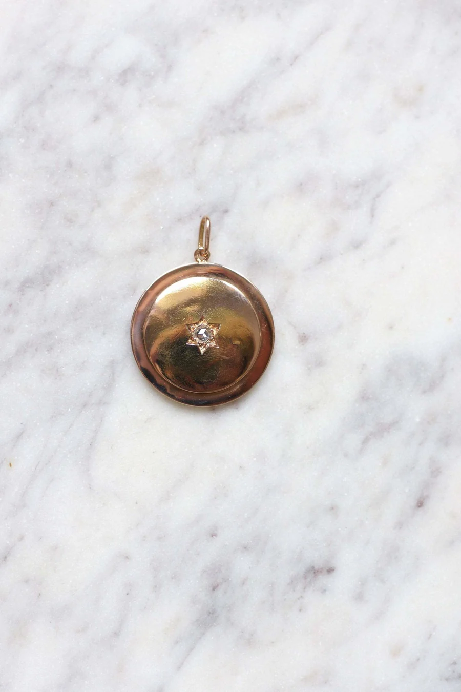 Round antique gold and diamond pendant - Penelope Gallery